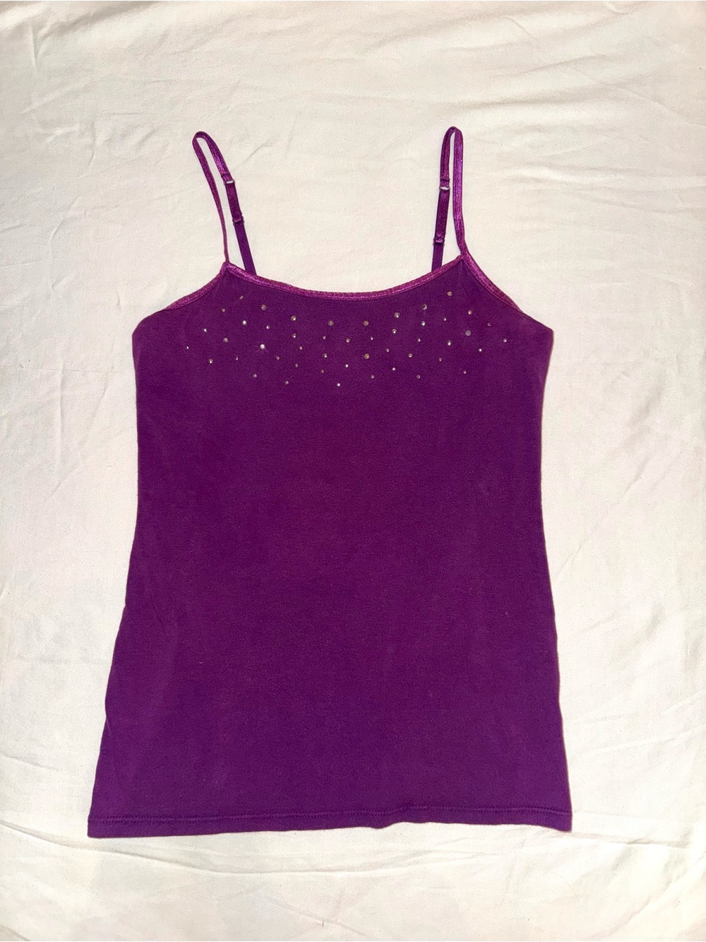 Y2K SO Purple Rhinestone Cami Tank Top - Size M